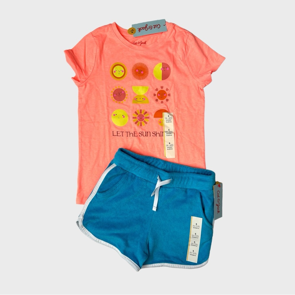 Cat & Jack Girls Summer Shirt and Short S (6-6X) NWT